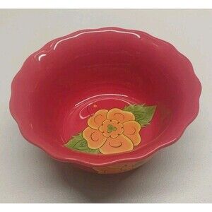Temptations Poppy Passion Dessert Bowl 14oz Red Floral Scalloped Replacement
